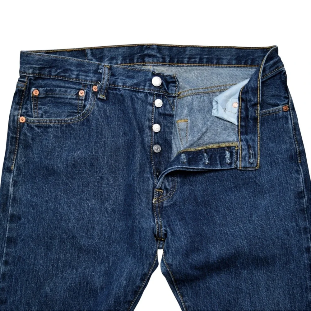 Levi's 501 Men's 35x29 Original Straight Leg Button Fly Dark Wash Denim Jeans